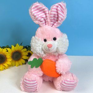 RARE Best Made Toys Pink Easter Bunny Rabbit w/Carrot Plush‎ Stuffed Animal Toy